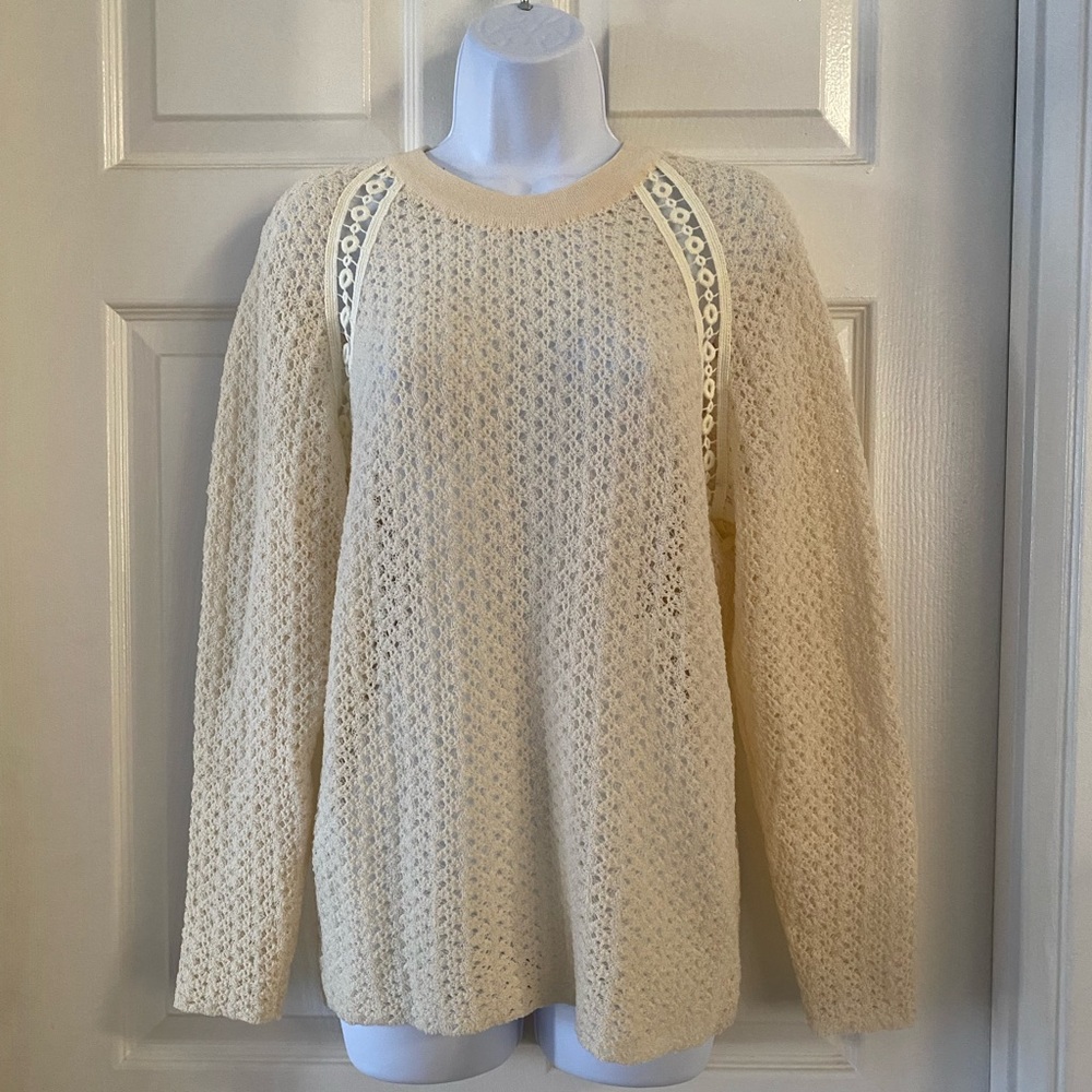 Chloe ivory cream knitted eyelet sweater XS